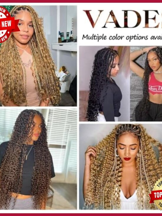 24-Inch Deep Wave Human Hair Extensions for Boho Braids, 100% Virgin Brazilian